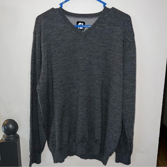 Footjoy FJ 100% Wool V-Neck Sweater Pullover Golf Sweater Charcoal Men's XL - Picture 1 of 8